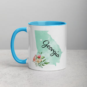 Georgia GA Map Floral Mug - 11 oz