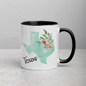 Texas TX Map Floral Mug - 11 oz