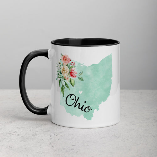 Ohio OH Map Floral Mug - 11 oz