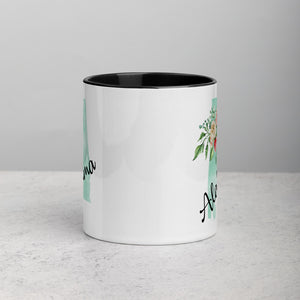 Alabama AL Map Floral Mug - 11 oz