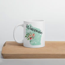 Load image into Gallery viewer, Wisconsin WI Map Floral Coffee Mug - White