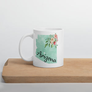 Arizona AZ Map Floral Coffee Mug - White