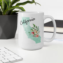 Load image into Gallery viewer, California CA Map Floral Coffee Mug - White