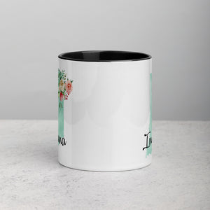 Indiana IN Map Floral Mug - 11 oz