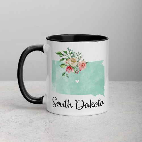 South Dakota SD Map Floral Mug - 11 oz