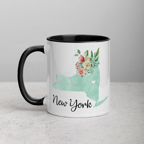 New York NY Map Floral Mug - 11 oz
