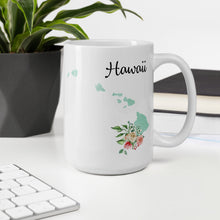 Load image into Gallery viewer, Hawaii HI Map Floral Coffee Mug - White