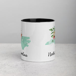 North Carolina NC Map Floral Mug - 11 oz