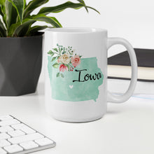 Load image into Gallery viewer, Iowa IA Map Floral Coffee Mug - White