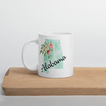 Load image into Gallery viewer, Alabama AL Map Floral Coffee Mug - White