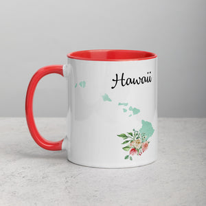 Hawaii HI Map Floral Mug - 11 oz
