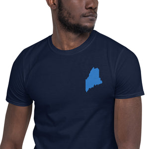 Maine Unisex T-Shirt - Blue Embroidery