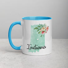 Load image into Gallery viewer, Indiana IN Map Floral Mug - 11 oz