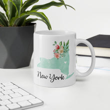 Load image into Gallery viewer, New York NY Map Floral Coffee Mug - White