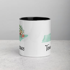 Tennessee TN Map Floral Mug - 11 oz
