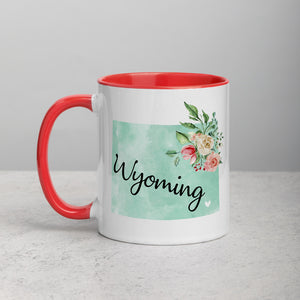 Wyoming WY Map Floral Mug - 11 oz