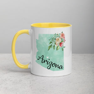 Arizona AZ Map Floral Mug - 11 oz