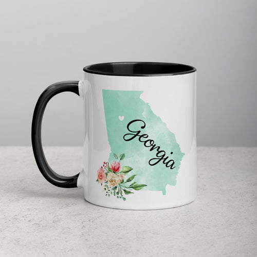Georgia GA Map Floral Mug - 11 oz