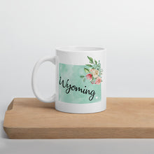 Load image into Gallery viewer, Wyoming WY Map Floral Coffee Mug - White