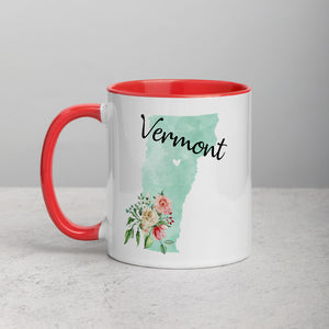 Vermont VT Map Floral Mug - 11 oz