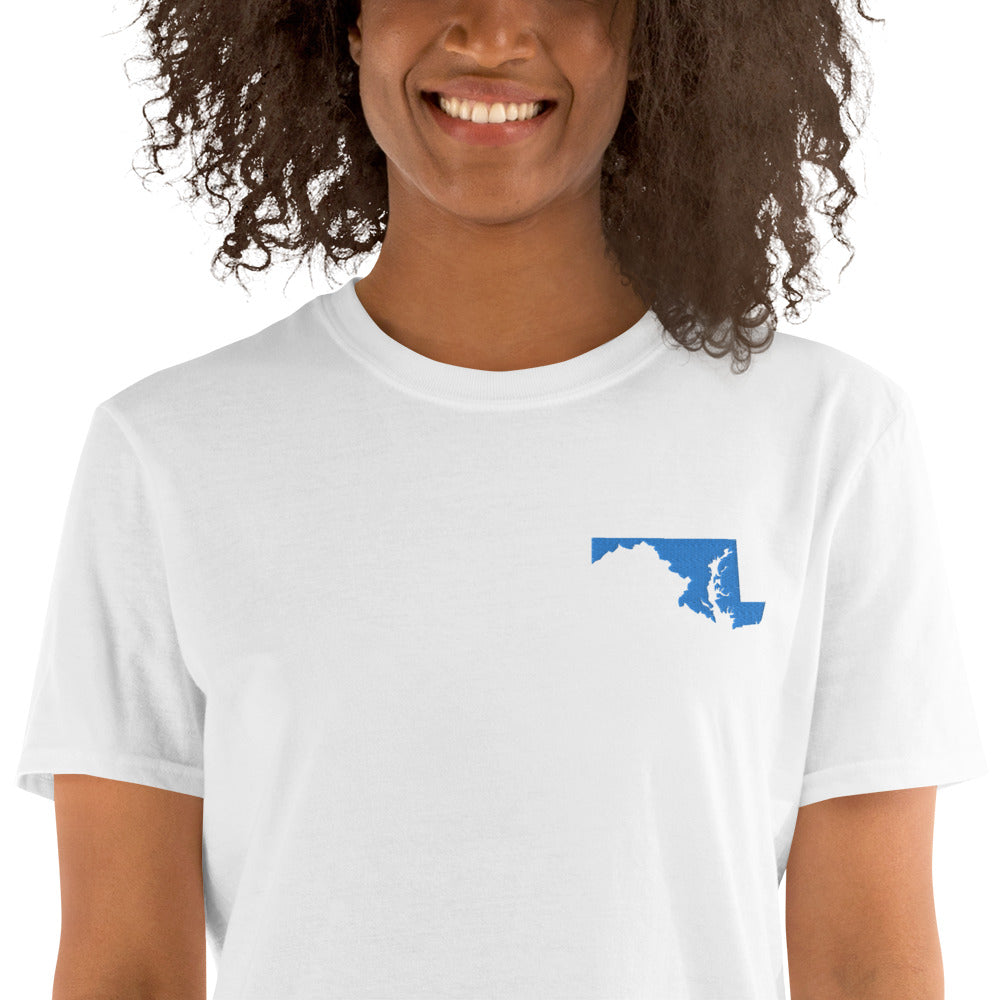 Maryland Unisex T-Shirt - Blue Embroidery