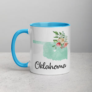 Oklahoma OK Map Floral Mug - 11 oz