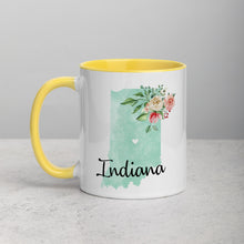 Load image into Gallery viewer, Indiana IN Map Floral Mug - 11 oz