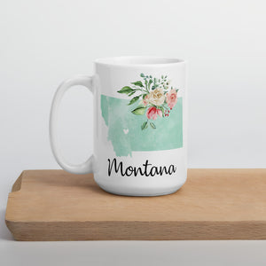 Montana MT Map Floral Coffee Mug - White