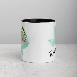 Texas TX Map Floral Mug - 11 oz