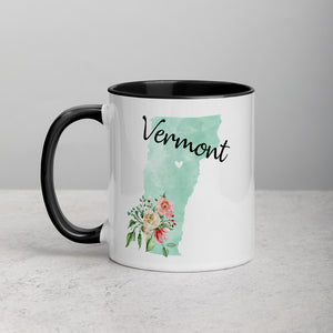 Vermont VT Map Floral Mug - 11 oz