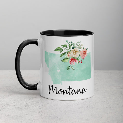 Montana MT Map Floral Mug - 11 oz