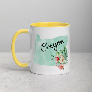 Oregon OR Map Floral Mug - 11 oz