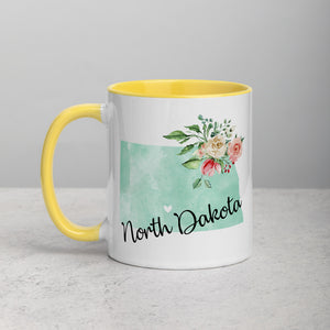 North Dakota ND Map Floral Mug - 11 oz