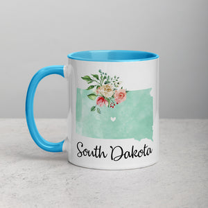 South Dakota SD Map Floral Mug - 11 oz