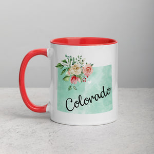 Colorado CO Map Floral Mug - 11 oz