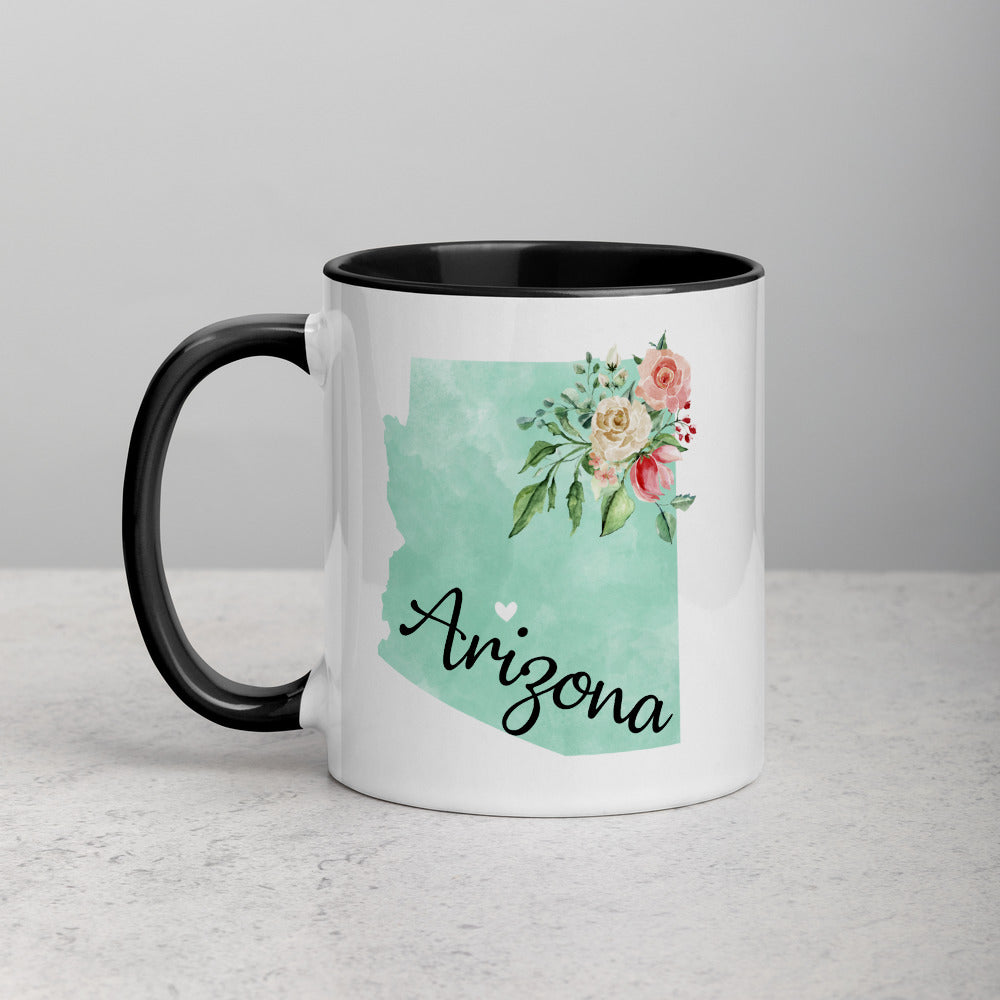 Arizona AZ Map Floral Mug - 11 oz