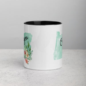 Oregon OR Map Floral Mug - 11 oz