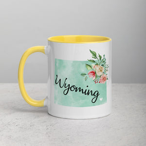 Wyoming WY Map Floral Mug - 11 oz
