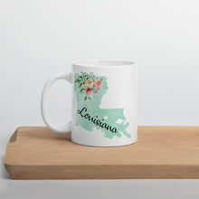 Load image into Gallery viewer, Louisiana LA Map Floral Coffee Mug - White