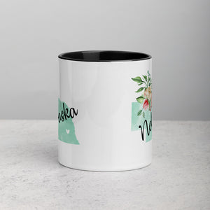 Nebraska NE Map Floral Mug - 11 oz