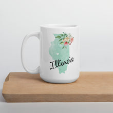 Load image into Gallery viewer, Illinois IL Map Floral Coffee Mug - White