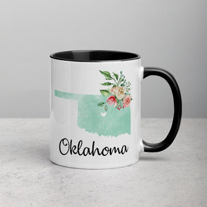 Oklahoma OK Map Floral Mug - 11 oz