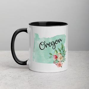 Oregon OR Map Floral Mug - 11 oz
