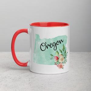 Oregon OR Map Floral Mug - 11 oz