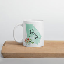 Load image into Gallery viewer, Georgia GA Map Floral Coffee Mug - White