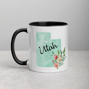 Utah UT Map Floral Mug - 11 oz