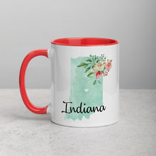Load image into Gallery viewer, Indiana IN Map Floral Mug - 11 oz