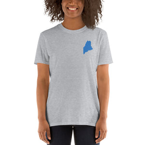 Maine Unisex T-Shirt - Blue Embroidery