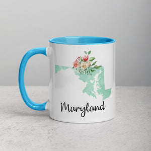 Maryland MD Map Floral Mug - 11 oz