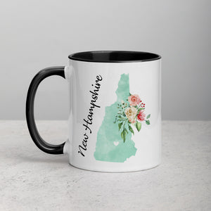 New Hampshire NH Map Floral Mug - 11 oz